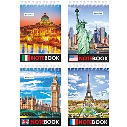 Блокнот 10*14см  60л  "Города" на гребне