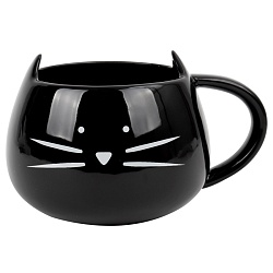 кружка "кот" керамика 450мл черного цвета