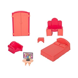 набор мебели для кукол "спальня" (7 пред.) (европодвес)