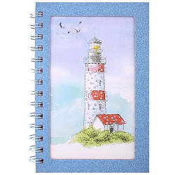 Блокнот 12*18,5см 60л "Darvish" на спирали с рисунком "маяк" со стразами