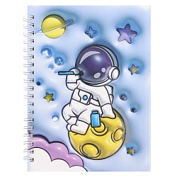 Блокнот 13*18см 48л на спирали в клетку "Космонавт"