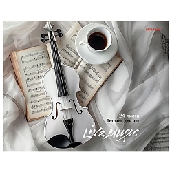 тетрадь для нот  а5 24л. альбомная  "инструменты и белая студия" на скрепке