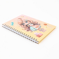 Блокнот 13*18см 48л на спирали в клетку "Девочка"