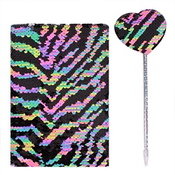 Блокнот A5  80л пайетки с ручкой в наборе