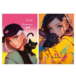 Блокнот А7  48л "Хозяйка и питомец-1" на склейке