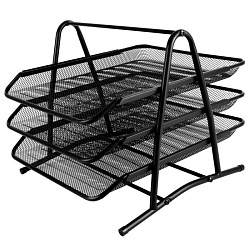 лоток горизонтальный металлический 3 секции черный