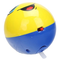 шарик 7 см с движением, 17 песен и звуков сине- желтый на блист.