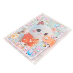 Блокнот 10,5*14,8 см 80л с обложкой ПВХ "Котик" на кнопке