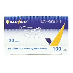 скрепки 33мм "darvish" никелированные 100шт/уп