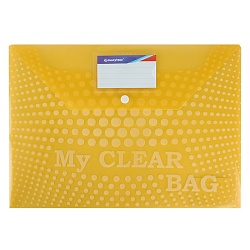 папка-конверт на кнопке а4 160мкм жёлтая