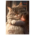 Книжка записная  А6  80л  "Дружелюбный большой кот" обложка лён