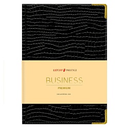 ежедневник недатированный  а6 152л iguana чёрный обложка искусств. кожа, золотой срез