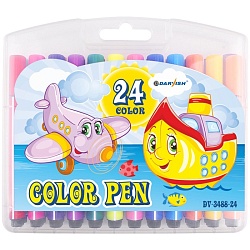 фломастеры 24цв "darvish" в пенале треугольные толстые (набор)