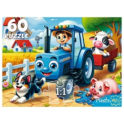 пазлы   60 элементов веселый трактор и компания