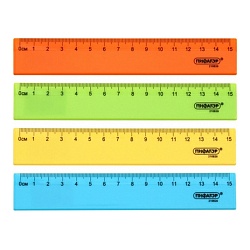 линейка  15см пластиковая, неоновая, ассорти
