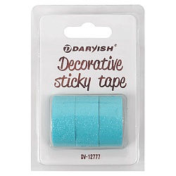 лента декоративная липкая  3шт/уп 15мм*3м "darvish" блёстки голубая