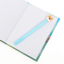 Блокнот 13,5*18 см 50л с замком "Собачка с цветами" с ручкой