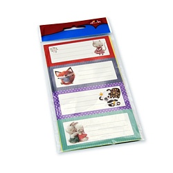 наклейки школьные с рисунком 12шт. для тетрадей, упаковка пэт - пакет