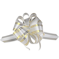 бант-шар 5см красивый узор , белый с золотой окантовкой (органза)