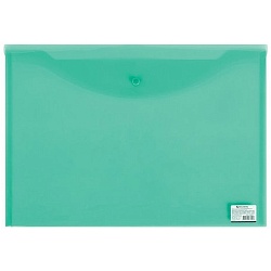 папка-конверт на кнопке а3 "brauberg" прозрачная зеленая 180мкм