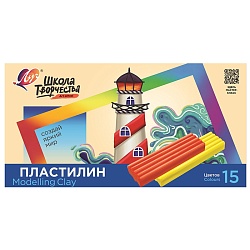 пластилин 15цв. "школа творчества" 300г матовый со стеком луч