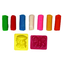 набор теста для лепки hello kitty  в наборе : 2 формочки, тесто для лепки 7 цветов