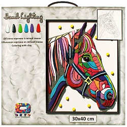 картина из легкого пластилина тм moon light clay конь (30х40 см)