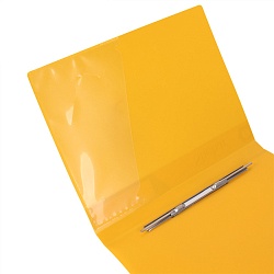 папка с пружинным скоросшивателем и карманом а4 жёлтая