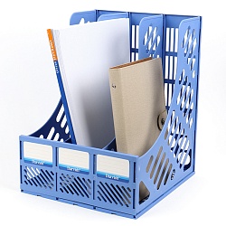 лоток вертикальный 3 отделения сборный синий