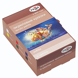 краски акриловые декоративные 6цв "хобби" 20мл гамма