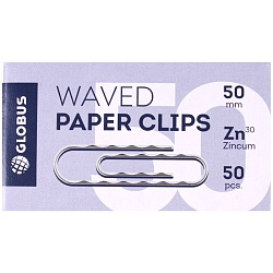 скрепки 50мм  гофрированые, оцинкованные  50шт/уп globus
