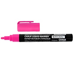 маркер меловой стираемый brauberg  розовый, 3 мм
