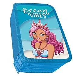 пенал 3отдел. тканевый торец 190*105мм русалка