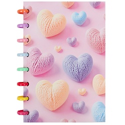 Блокнот 15,5*21см 80л на пластиковых кольцах в клетку "Сердца"