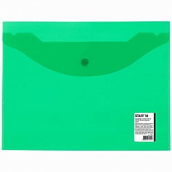 папка-конверт на кнопке а5 "staff" прозрачная зеленая 150мкм