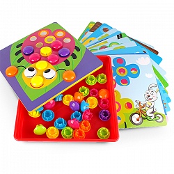 детская мозаика "кнопочки" 46 кнопочек 12 картонных листов с картинками