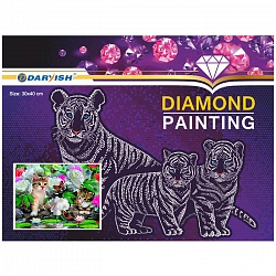 алмазная  живопись "darvish" 30*40см котята в цветах