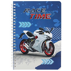 Блокнот 15,5*20,5см 60л на спирали в клетку "Белый мотоцикл"