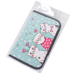 пенал 1отдел. 190*115мм  веселые коты с откидной планкой