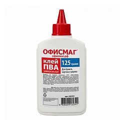 клей пва 125г офисмаг (бумага, картон, дерево)