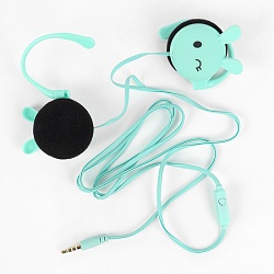 наушники "зайки" накладные проводные с микрофоном мятные