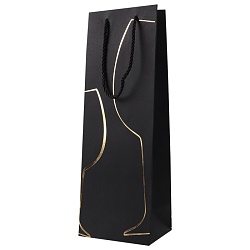 пакет подарочный 12*35*9 см бутылочный чёрный с рисунком голография ассорти