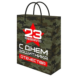 пакет подарочный 22*32*11см крафт-бумага день солдата
