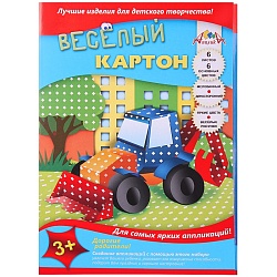 картон цветной двухсторонний с рисунком  а4 6л. 6цв. "ромбики"