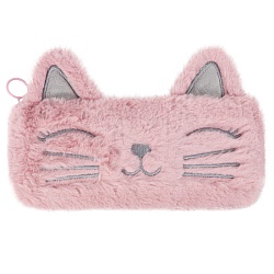 пенал меховой котик розовый
