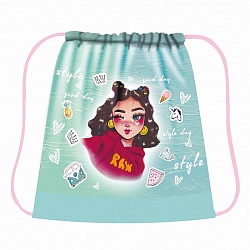 сумка для сменной обуви, ткань прикольная девчонка