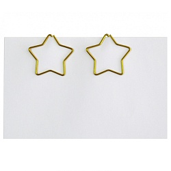 скрепки 30мм  фигурные звездочки 12шт (золотые)