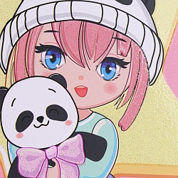 дневничок для девочки а5  64л "девочка и панды" 7бц, глиттер