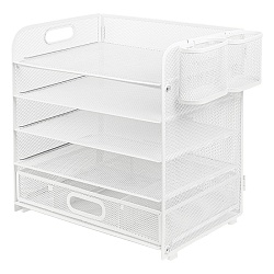 лоток металлический 5 секций + выдвижная полка+2 навесных органайзера цвет белый