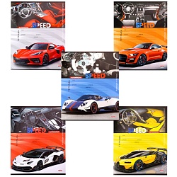 тетрадь  12л косая линия цв. обл "стремительные автомобили"